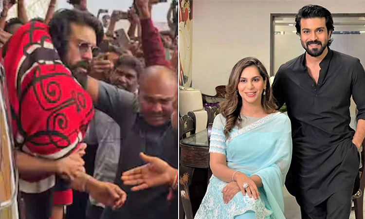 ಪತ್ನಿ, ಅವಳಿ ಮಕ್ಕಳನ್ನು ನೋಡಲು ಆಸ್ಪತ್ರೆಗೆ ಭೇಟಿ; ರಾಮ್‌ಚರಣ್‌ ಮೇಲೆ ಮುಗಿಬಿದ್ದ ಫ್ಯಾನ್ಸ್