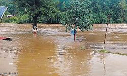 Kumaradhara bathing ghat submerged following heavy rain near Kukke Subrahmanya