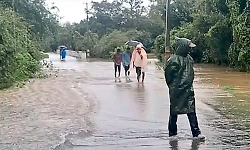 Heavy rain in Agumbe: Car stuck in floodwater, six rescued by locals