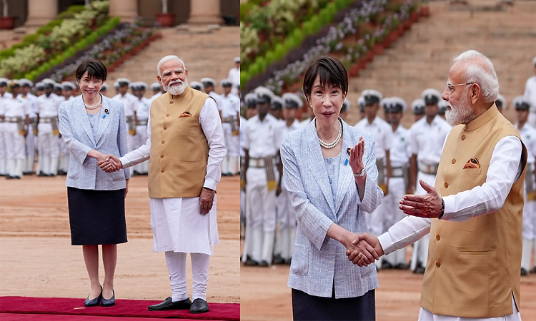 Japanese PM accorded ceremonial welcome at Rashtrapati Bhavan