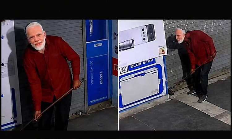 Watch: Thief wearing PM Modi mask caught on CCTV during burglary