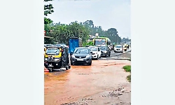 Karkala: ಕೆರೆಯಂತಾದ ಪುಲ್ಕೇರಿ ಬೈಪಾಸ್‌ ರಸ್ತೆ