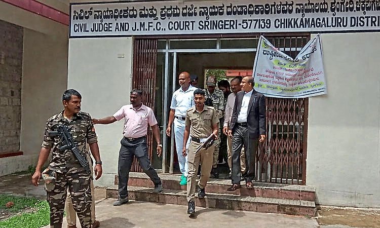 Naxal leader B G Krishnamurthy produced before Sringeri JMFC court