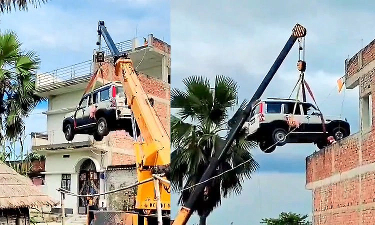 Bihar man lifts Mahindra Scorpio to rooftop to protect it from thieves