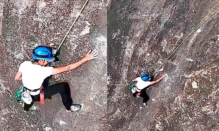 Rock climbing draws attention at Yadgir Fort area