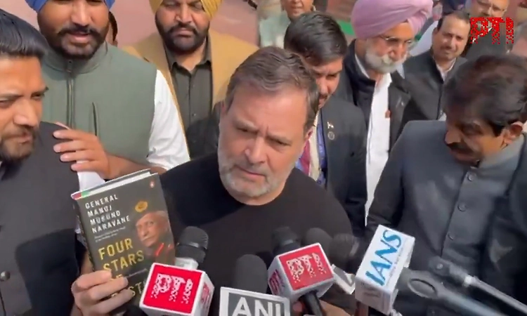 Rahul displays unpublished 'memoir' of Naravane in Parliament premises, claims PM didn't fulfil his responsibility