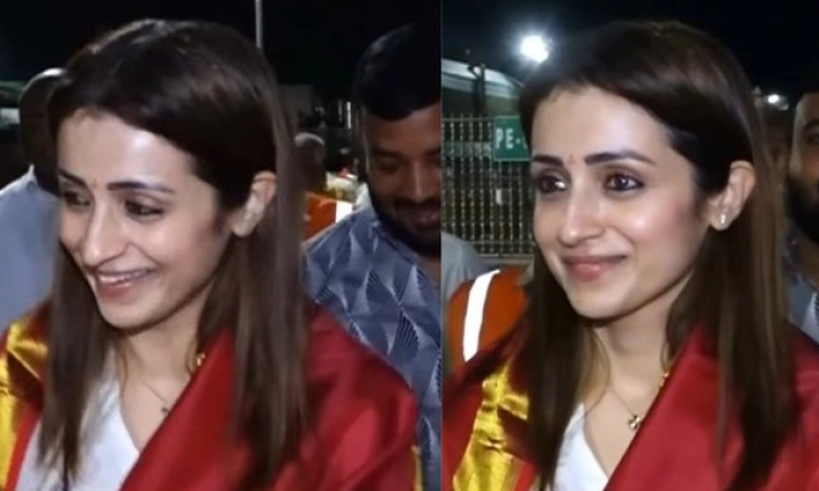 Viral: Trisha Krishnan marks 43rd birthday with Tirupati temple visit on Tamil Nadu election result day