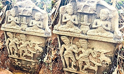 Rare hunting hero stone discovered in Vakvadi near Kundapur