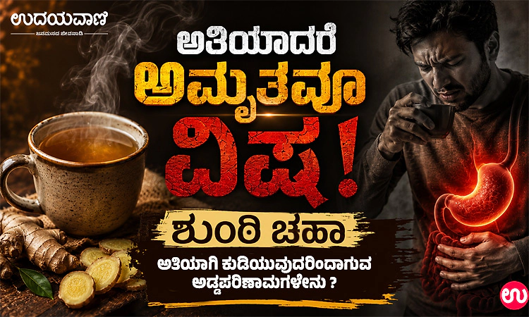 ಅತಿಯಾದರೆ ಅಮೃತವೂ ವಿಷ: ಶುಂಠಿ ಚಹಾ ಅತಿಯಾಗಿ ಕುಡಿಯುವುದರಿಂದಾಗುವ ಅಡ್ಡಪರಿಣಾಮಗಳೇನು ?