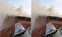 Hunsur: Accidental fire during tobacco curing destroys barn and tobacco, causes Rs 5 lakh loss