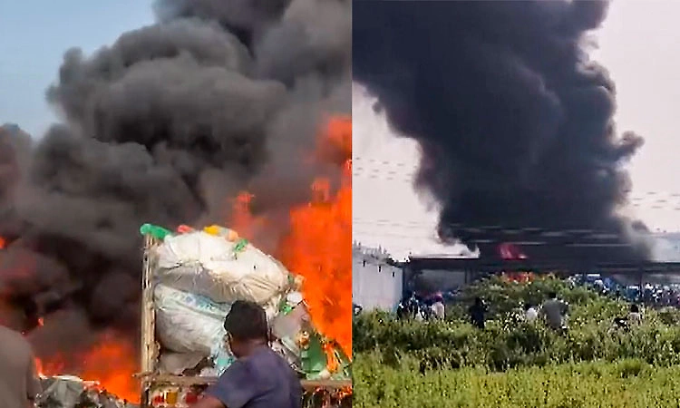 Telangana: Massive fire breaks out at plastic scrap godown in Warangal