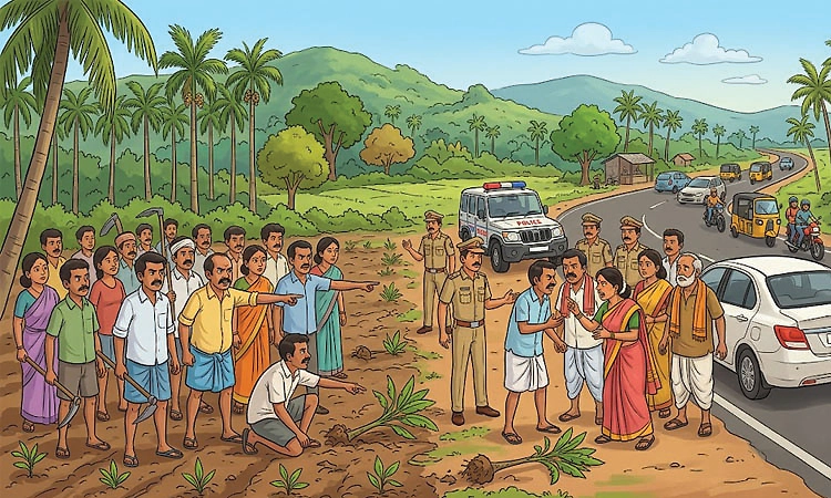 ಆಂಧ್ರ ಮೂಲದ ಯಾತ್ರಾರ್ಥಿಗಳಿಂದ ಅಡಿಕೆ, ತೆಂಗಿನ ಸಸಿಗೆ ಹಾನಿ ಆರೋಪ; ವಾಗ್ವಾದ