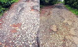 Ajekar: Kananjaru road in ruins; no tar, only loose gravel
