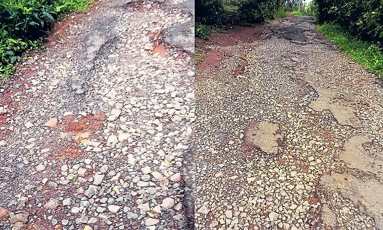Ajekar: Kananjaru road in ruins; no tar, only loose gravel