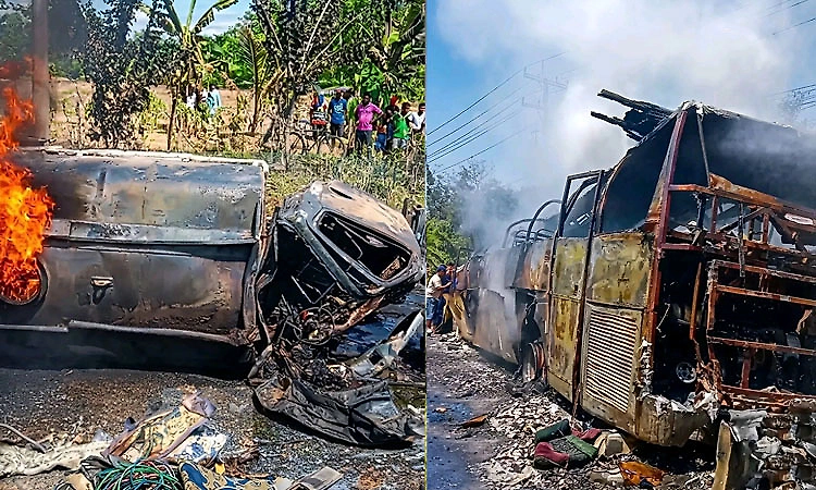 16 killed as bus, fuel tanker collide and catch