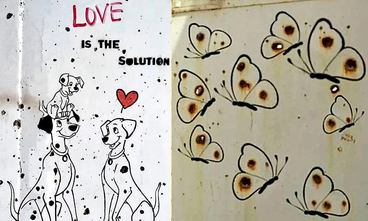 Bullet Holes: ವಿನಾಶದ ನಡುವೆ ಅರಳಿದ ಕಲೆ: ಗುಂಡಿನ ಗುರುತುಗಳಿಗೆ ಜೀವ ತುಂಬಿದ ಇರಾಕ್ ಕಲಾವಿದ
