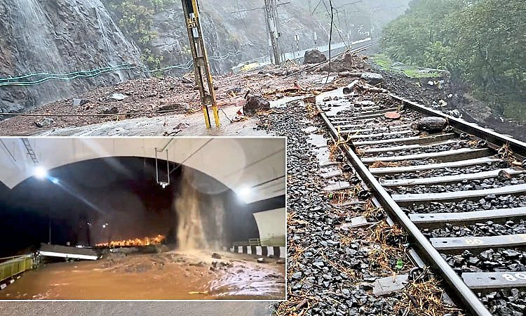 ಭಾರೀ ಮಳೆಗೆ ಭೂಕುಸಿತ: ಮುಂಬೈ-ಪುಣೆ ಸಂಪರ್ಕ ಕಡಿತ, ರೈಲುಗಳ ಸಂಚಾರ ಸ್ಥಗಿತ, ಪ್ರಯಾಣಿಕರ ಪರದಾಟ
