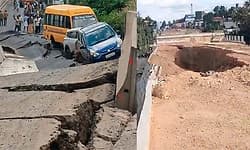 Kollam;ರಾಷ್ಟ್ರೀಯ ಹೆದ್ದಾರಿ ಕುಸಿದು ಬೃಹತ್  ಗುಂಡಿ: ಸಿಲುಕಿದ ವಾಹನಗಳು!