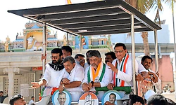 Davanagere: ಕಾಂಗ್ರೆಸ್ ಪರ ಡಿಕೆಶಿ, ಮಾಜಿ ಕ್ರಿಕೆಟಿಗ ಅಜರುದ್ದೀನ್ ರೋಡ್ ಶೋ