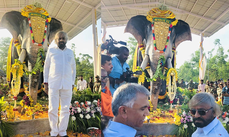 ಸಕಲೇಶಪುರ: ಅಂಬಾರಿ ಆನೆ ಅರ್ಜುನನ ಭವ್ಯ ಸ್ಮಾರಕ ಅನಾವರಣ