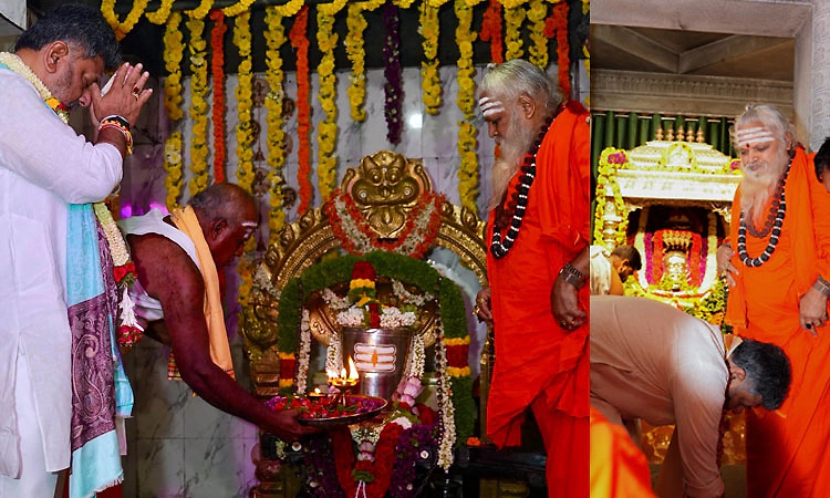 ನೊಣವಿನಕೆರೆ ಮಠದಲ್ಲಿ ಸಿಎಂ ಡಿ.ಕೆ.ಶಿವಕುಮಾರ್‌ 3 ಗಂಟೆ ಪೂಜೆ