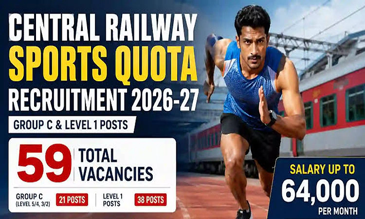 Recruitment: ಸೆಂಟ್ರಲ್‌ ರೈಲ್ವೇ-ಕ್ರೀಡಾ ಕೋಟಾದಡಿ 59 ಹುದ್ದೆಗಳಿಗೆ ಅರ್ಜಿ ಆಹ್ವಾನ
