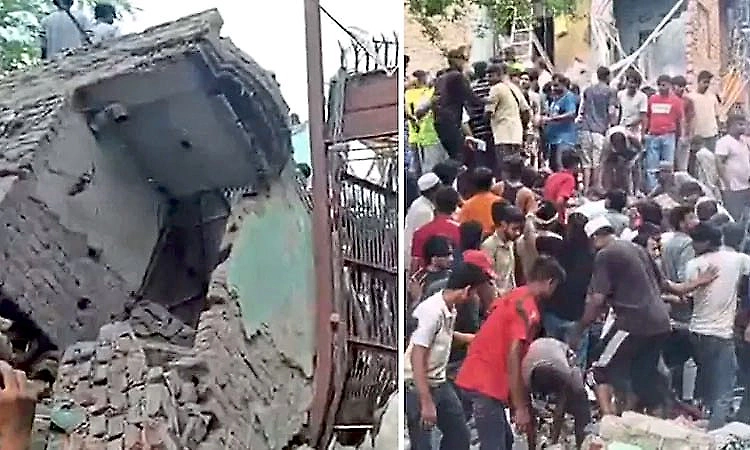 Few suspected trapped after portion of building collapses in Delhi's Seemapuri