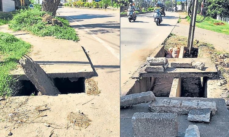 Mangaluru: ಫುಟ್‌ಪಾತ್‌ ಅವ್ಯವಸ್ಥೆ; ಎಚ್ಚರ ತಪ್ಪಿದರೆ ಅಪಾಯ!