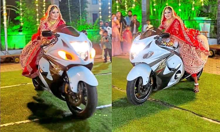 Video: ಸುಜುಕಿ ಹಯಾಬುಸಾ ಬೈಕ್ ನಲ್ಲಿ ಮದುವೆ ಮಂಟಪಕ್ಕೆ ಎಂಟ್ರಿ ಕೊಟ್ಟ ಮದುಮಗಳು... 