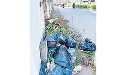 ಮ.ಪಾ. ಅಧಿಕಾರಿಗಳ ಮೌನ;ಸಾರ್ವಜನಿಕರಿಗೆ ಸಮಸ್ಯೆ;ಬೆಂದೂರ್‌ನ ಫುಟ್‌ಪಾತ್‌ನಲ್ಲೇ ತ್ಯಾಜ್ಯ ರಾಶಿ!