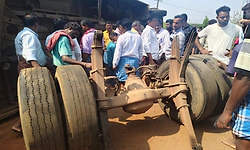 KSRTC bus topples in Davanagere; student killed, 45 injured