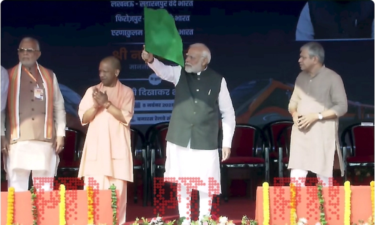 PM Modi flags off 4 new Vande Bharat trains from Banaras railway station