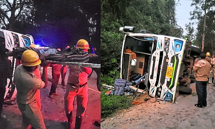 Sringeri: Private bus carrying students overturns during trip; two in critical condition