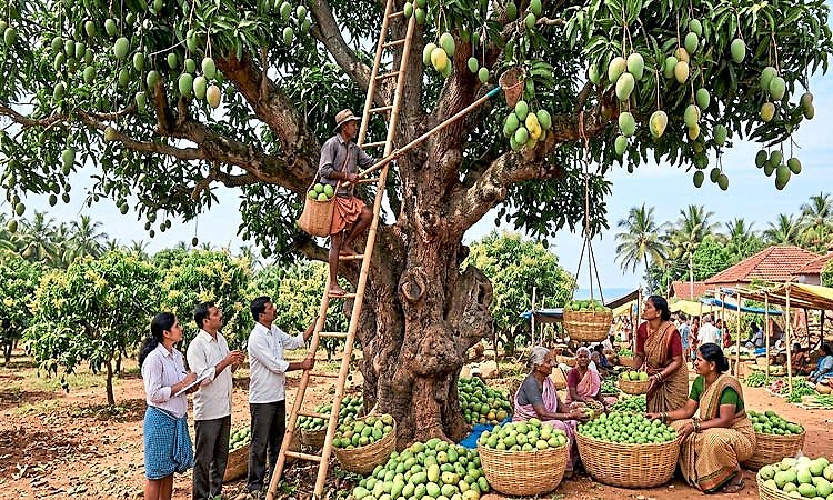 ಮಾವಿನ ಮರದ ತುಂಬ ಮಿಡಿಗಳ ಜಲ್ಲಿ ಅಲಂಕಾರ-ಮಾರುಕಟ್ಟೆಗೂ ಲಗ್ಗೆ ಇಡುತ್ತಿದೆ ಉಪ್ಪಿನ ಕಾಯಿ ಮಿಡಿ