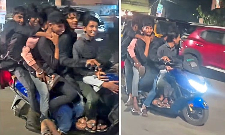 Viral Video: ಒಂದೇ ಸ್ಕೂಟರ್ ಮೇಲೆ ಏಳು ಮಕ್ಕಳ ಸವಾರಿ
