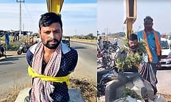 Gadag: ಕಡಲೆ ಬೆಳೆ ಕಳ್ಳನನ್ನು ಹಿಡಿದು ಕಟ್ಟಿಹಾಕಿದ ರೈತರು