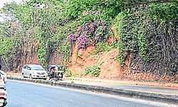 No retaining wall work yet at landslide-prone hill near Kadri Circuit House