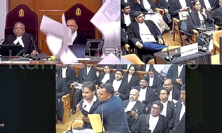 Litigant disrupts Supreme Court proceedings, abuses CJI and throws papers in courtroom