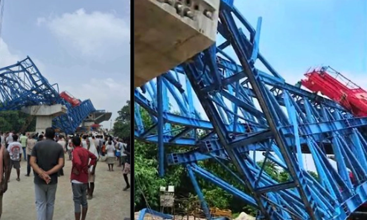 7 injured as concrete slab, beam launcher collapse during bridge construction in Bihar