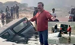 ಸ್ಟಂಟ್ ಮಾಡಲು ಹೋಗಿ ನದಿಯಲ್ಲಿ ಮುಳುಗಿದ ಥಾರ್... ಚಾಲಕನ ಅದೃಷ್ಟ ಚೆನ್ನಾಗಿತ್ತು ನೋಡಿ