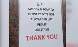 Bengaluru;ಡೆಲಿವರಿ ಬಾಯ್ಸ್ ಗಳಿಗೆ  ಲಿಫ್ಟ್ ಬಳಕೆ ನಿಷೇಧಿಸಿದ ರೆಸ್ಟೋರೆಂಟ್! 