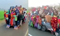 Viral Video: 16 ಮಂದಿ ಕುಳಿತುಕೊಳ್ಳಬಹುದಾದ ಜೀಪಿನಲ್ಲಿ 60 ಜನರ ಸಂಚಾರ