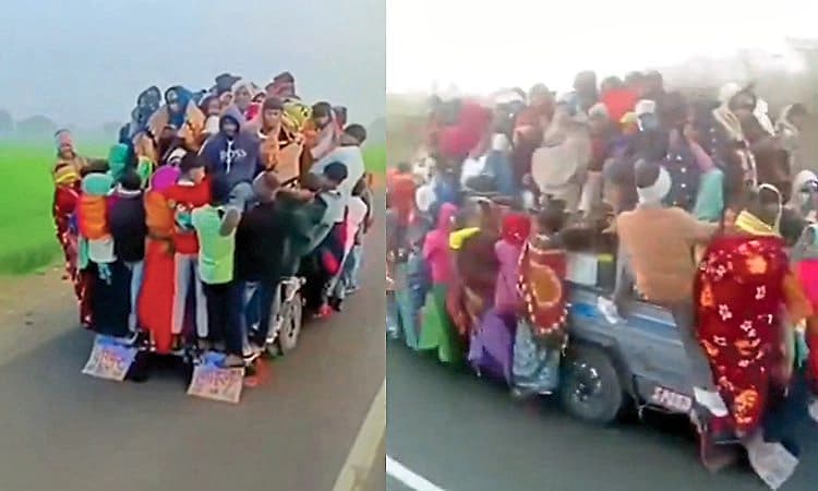 Viral Video: 16 ಮಂದಿ ಕುಳಿತುಕೊಳ್ಳಬಹುದಾದ ಜೀಪಿನಲ್ಲಿ 60 ಜನರ ಸಂಚಾರ