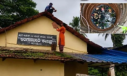 Anganwadi teacher repairs leaking roof after officials failed to act on requests