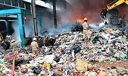 Major fire breaks out at waste disposal unit in Karkala, losses worth lakhs estimated