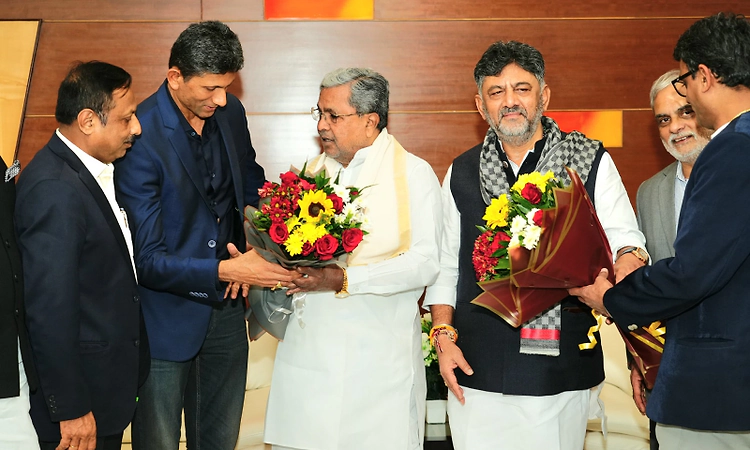 KSCA president Prasad and team meet Karnataka CM, DCM; visit Belagavi stadium