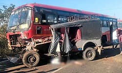 Three killed, three injured in bus–jeep collision near Kalaburagi