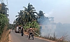 Fire accident in open field area at Pithrody near Katapady