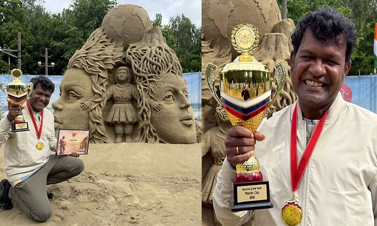 ರಷ್ಯಾ ಗ್ರ್ಯಾಂಡ್ ಸ್ಯಾಂಡ್‌ಮಾಸ್ಟರ್ ಕಪ್ ಮುಡಿಗೇರಿಸಿಕೊಂಡ ಸುದರ್ಶನ್ ಪಟ್ನಾಯಕ್