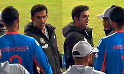 ಆಟಗಾರರ ಜೊತೆ ಹಸ್ತಲಾಘವ ವೇಳೆ ಗಂಭೀರ್‌ ಸಿಡುಕು ಮುಖ